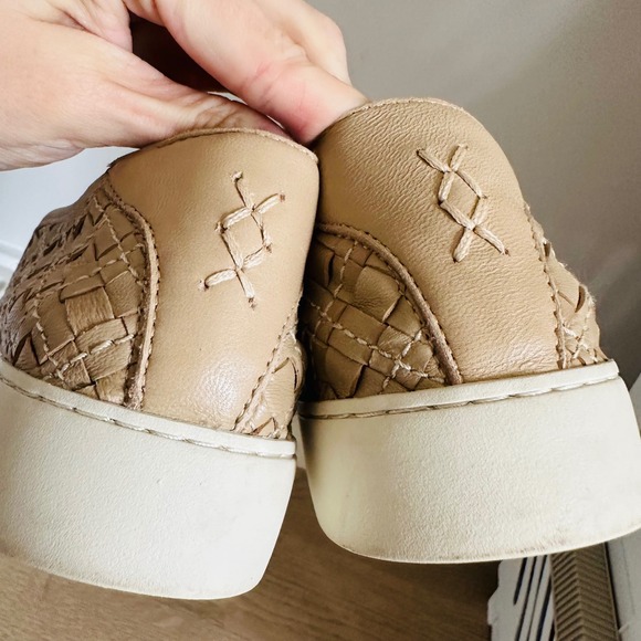 Frye Lena Woven Leather Loafer Slip-On Sneakers – Beige Tan Neutral – Size 8.5 - Picture 5 of 9